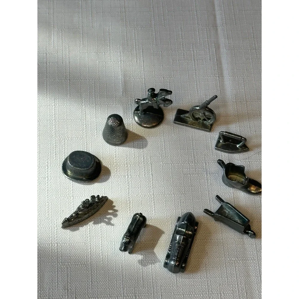 Vintage Monopoly Game Metal Token Pieces Lot of 10 Cannon Car Shoe Thimble Hat +